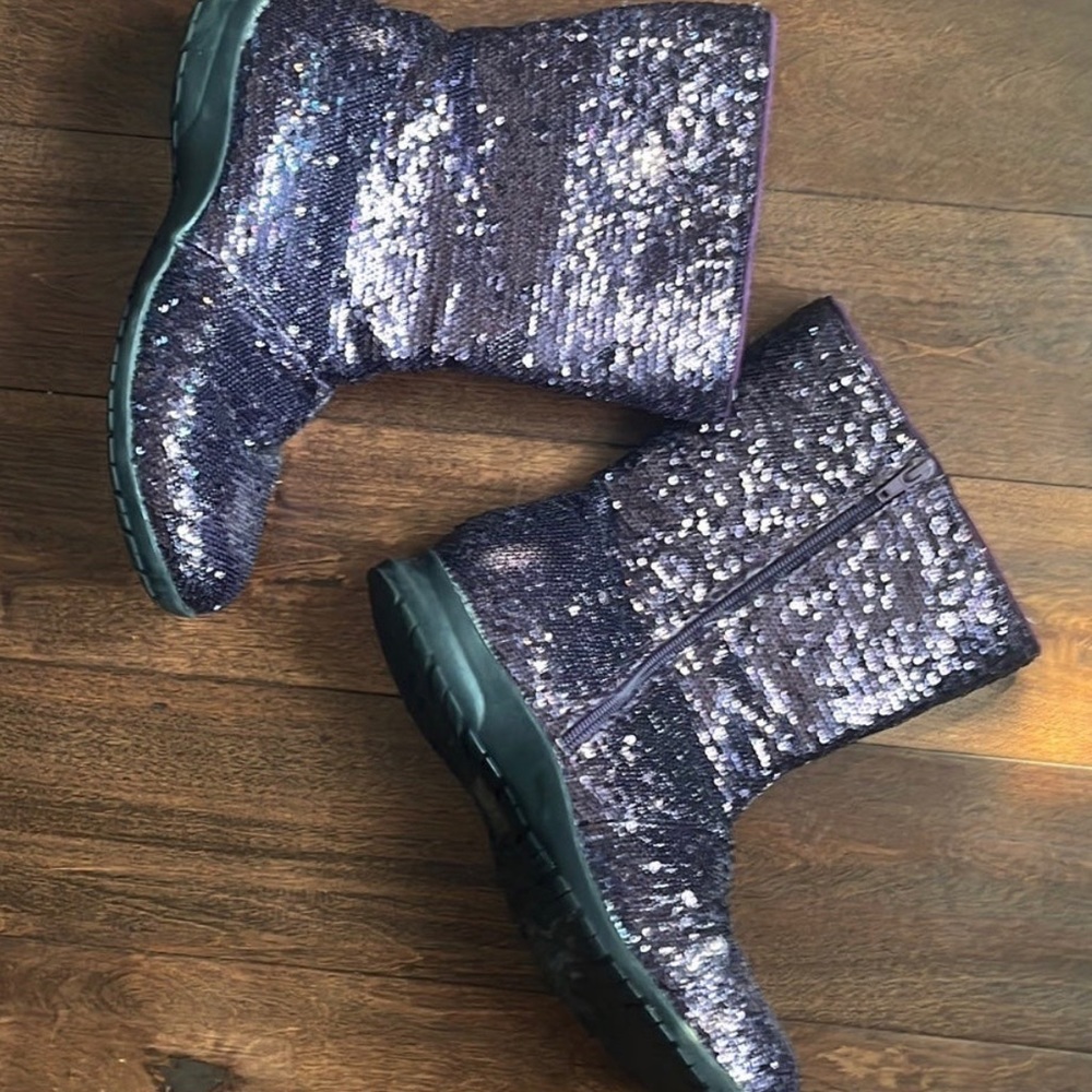 Sparkly Purple Sequin Boots by Joan Boyce 9.5